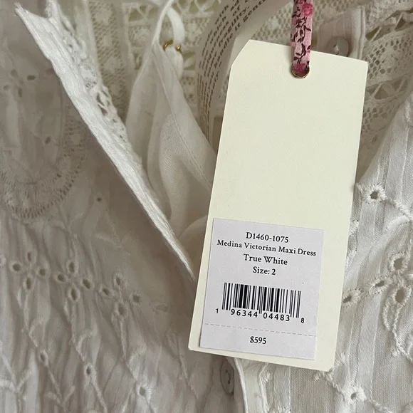 NWT $595 LoveShackFancy Medina Victorian Maxi White Lace Dress 2PC Size 2 - Picture 14 of 14